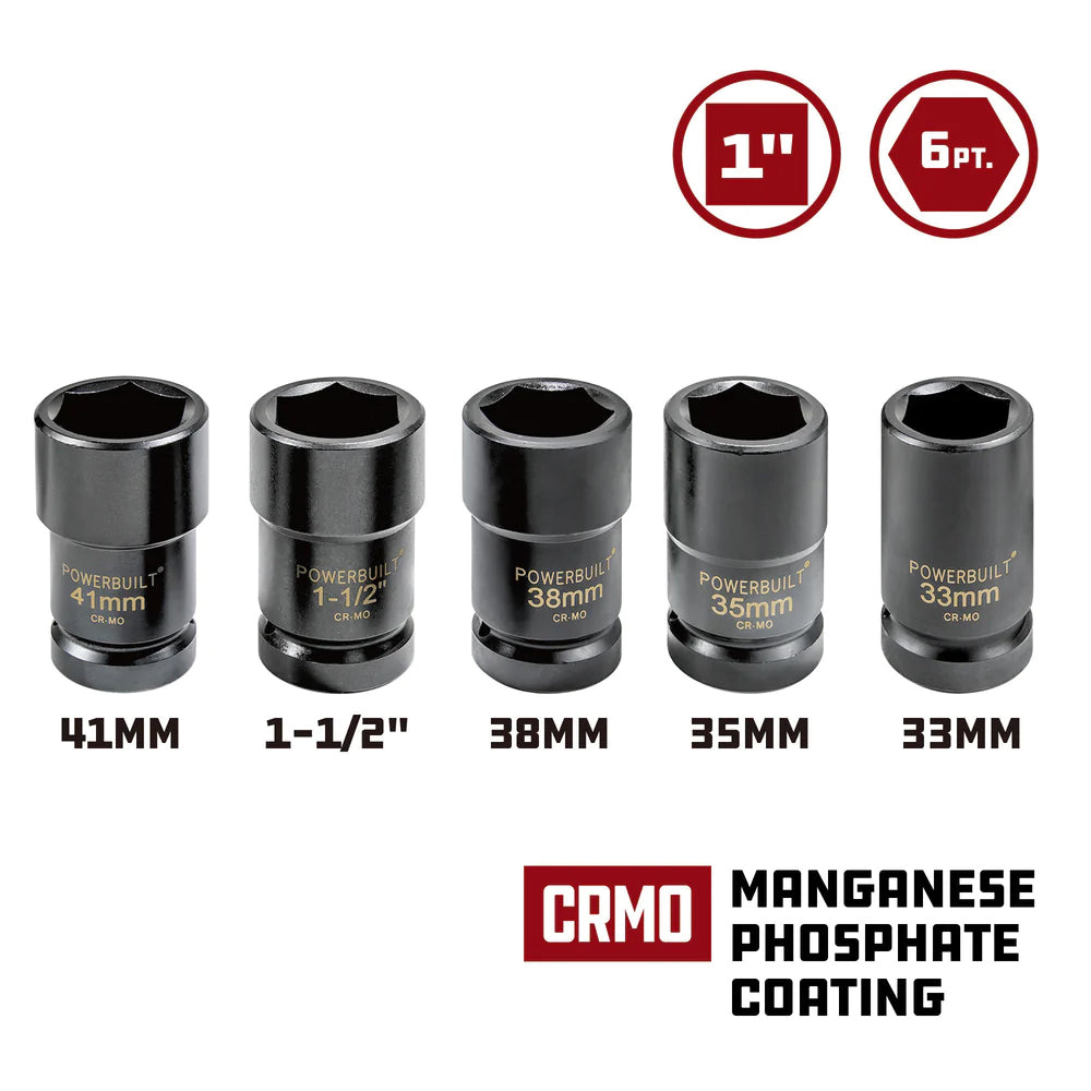 Powerbuilt 1in Dr 5pc Master Budd Wheel Socket Set