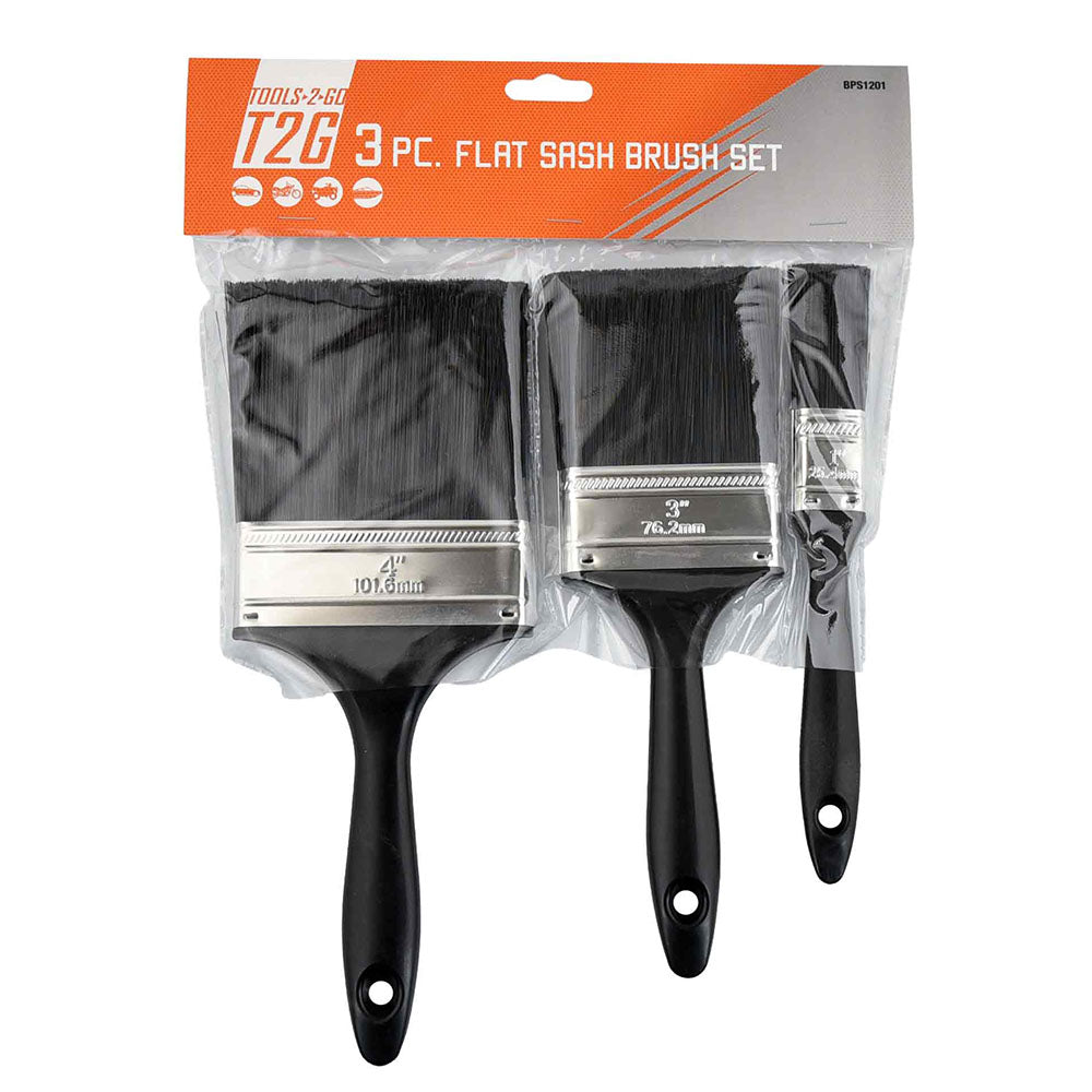 3pc Flat Sash Paint Brush Set