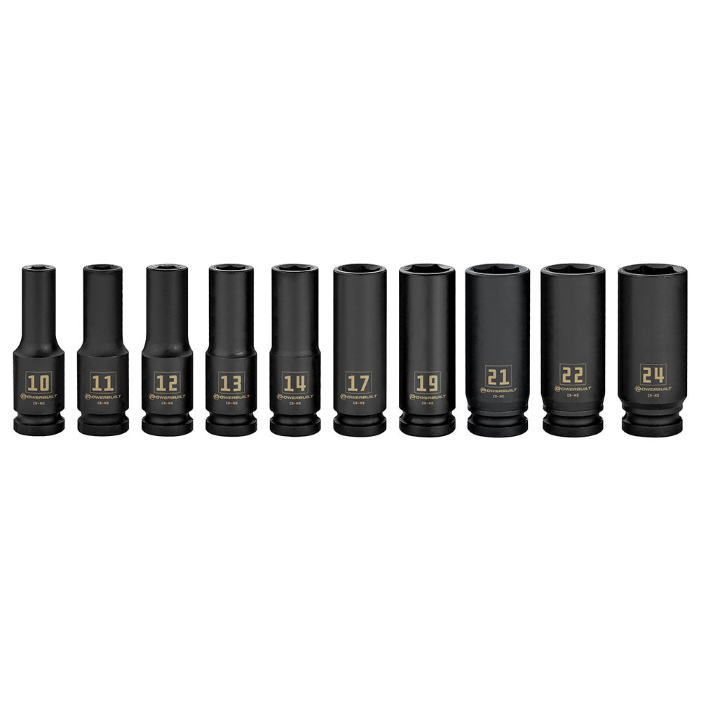 Powerbuilt 1/2in Dr 10pc Metric Deep Impact Socket Set