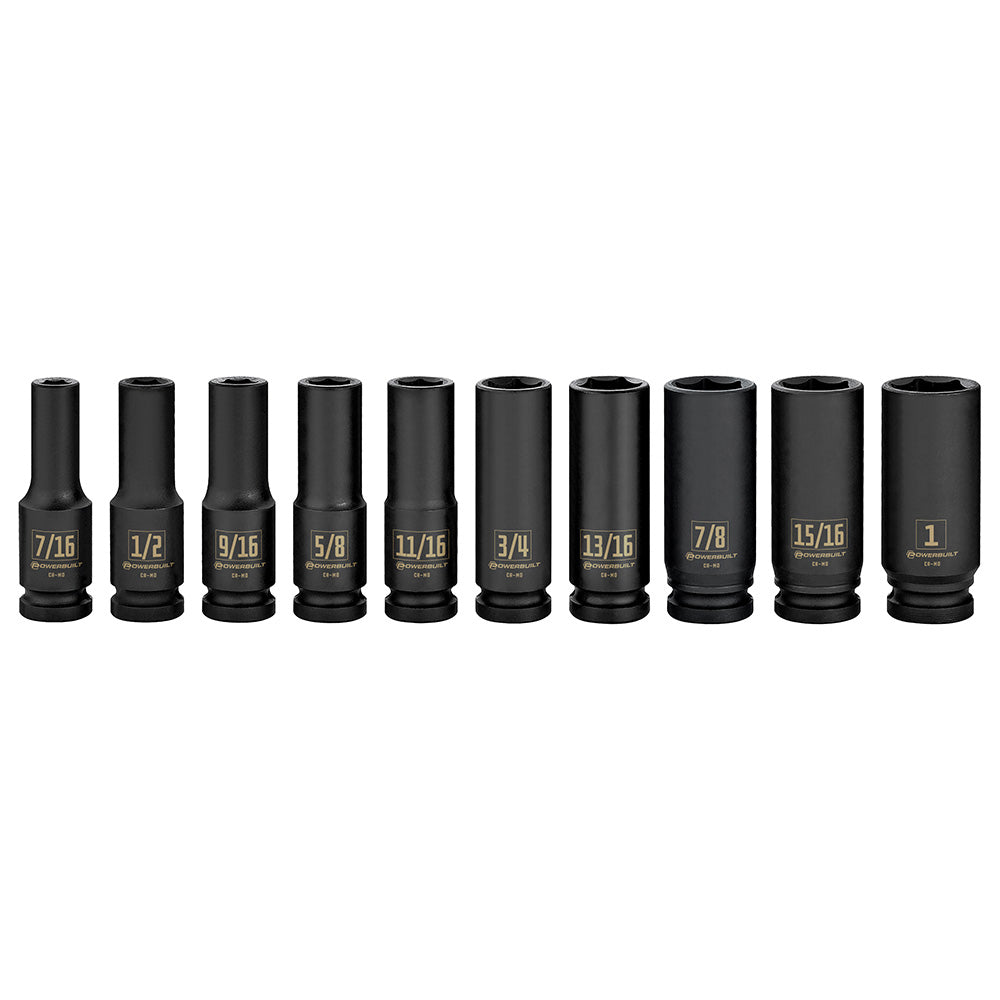 Powerbuilt 1/2in Dr 10pc Imperial Deep Impact Socket Set