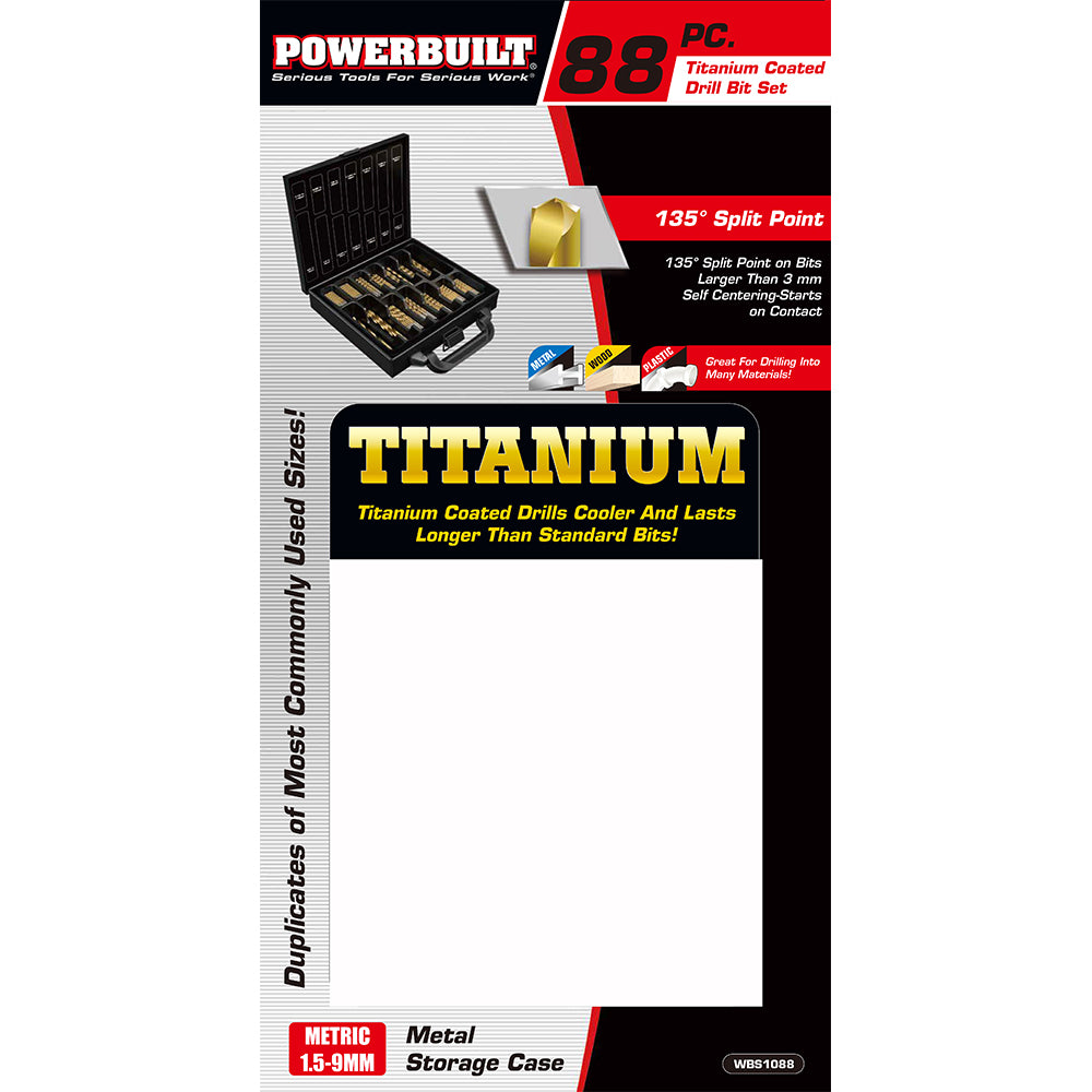 Powerbuilt 88pc Titanium Coated Drill Bit Set