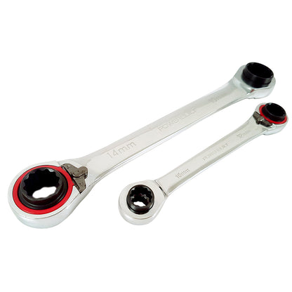 Powerbuilt 2pc 4-in-1 Metric Reversible Gear Spanner Set