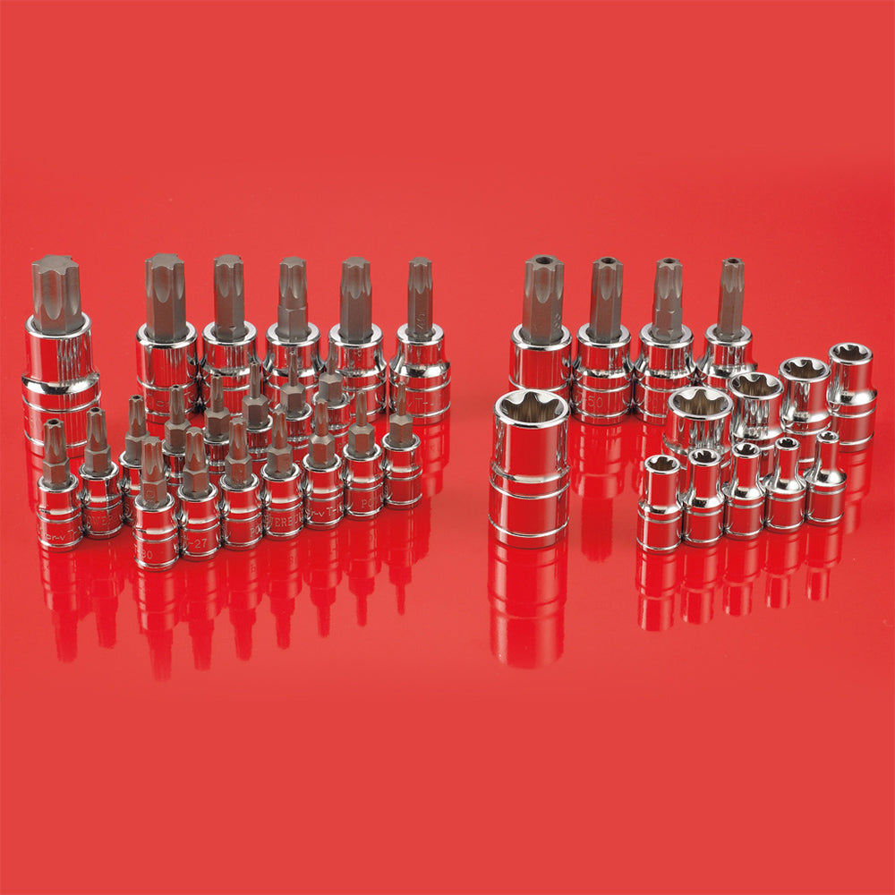 Powerbuilt 1/4in, 3/8in, 1/2in Dr 35pc Male & Female Torx Socket Set