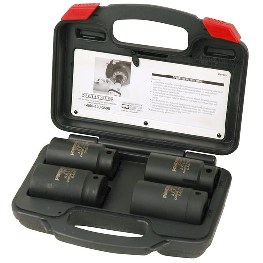 Powerbuilt 1/2in Dr 4pc 6pt Axle Nut Socket Set