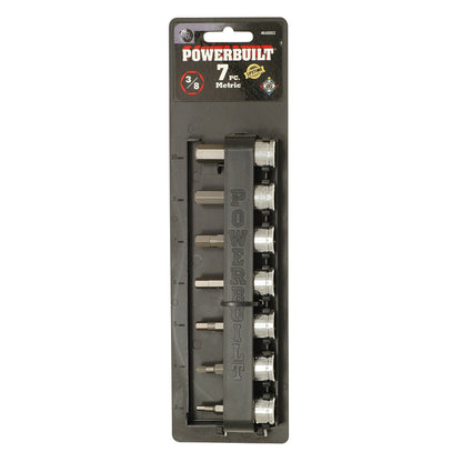 Powerbuilt 3/8in Dr 7pc Metric Male Hex Socket Set