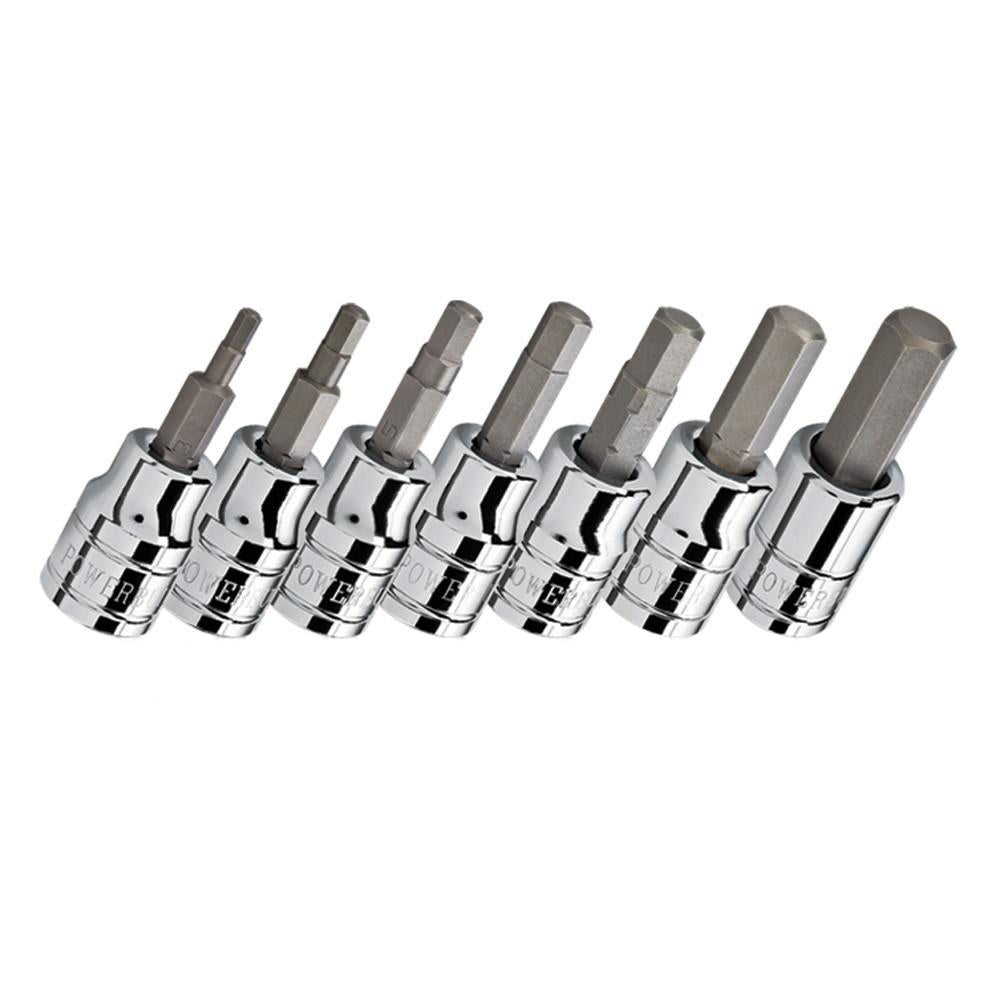Powerbuilt 3/8in Dr 7pc Metric Male Hex Socket Set