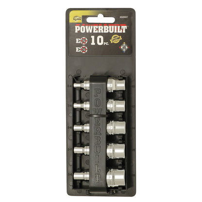 Powerbuilt 1/4in Dr, 3/8in Dr 10pc Female Torx Socket Set
