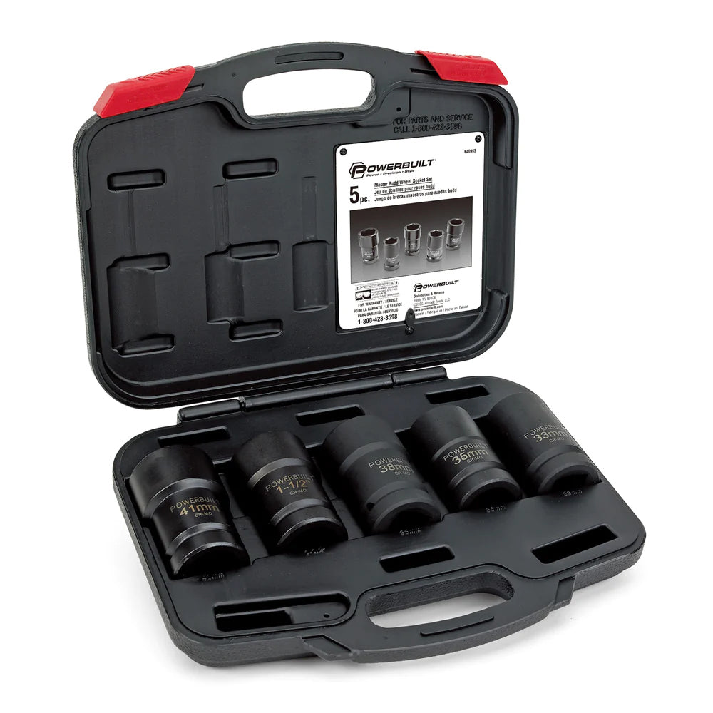 Powerbuilt 1in Dr 5pc Master Budd Wheel Socket Set