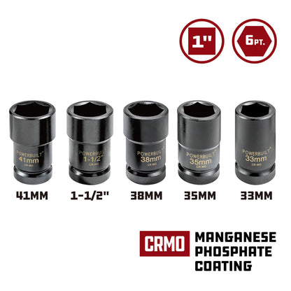 Powerbuilt 1in Dr 5pc Master Budd Wheel Socket Set