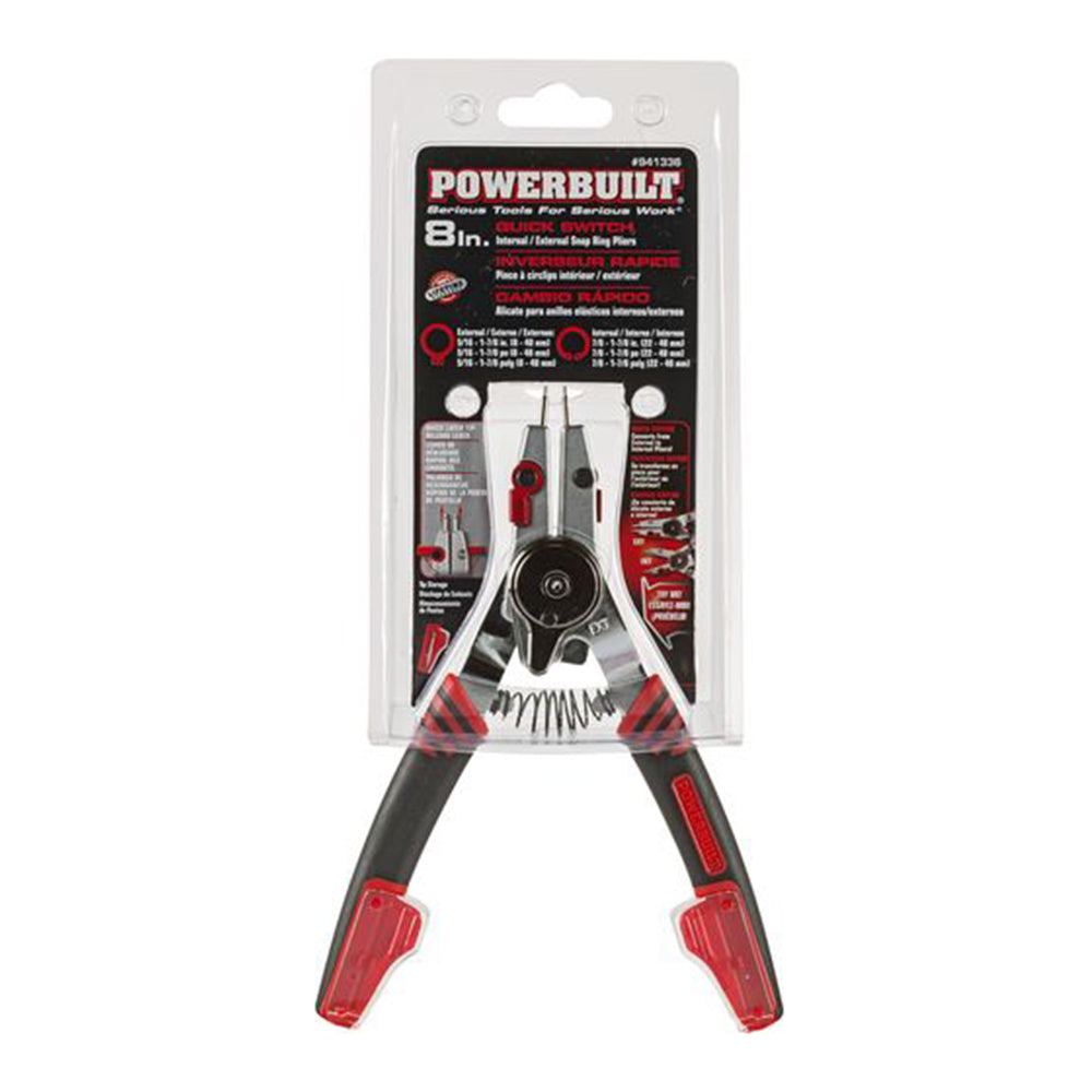 Powerbuilt 200mm Quick Switch Internal/External Snap Ring Pliers
