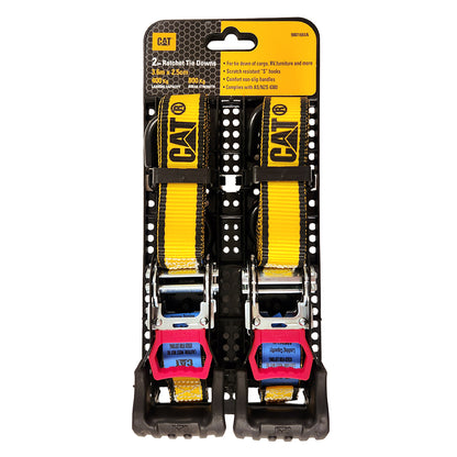 Cat 3.6M x 25mm, 2pk Ratchet Tie-Down Strap - 400KG
