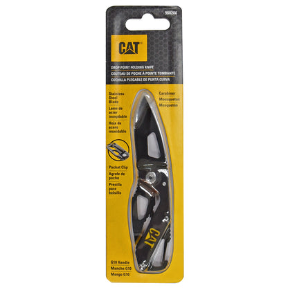 Cat 135mm Folding Skeleton Knife with Black Blade and Carabiner