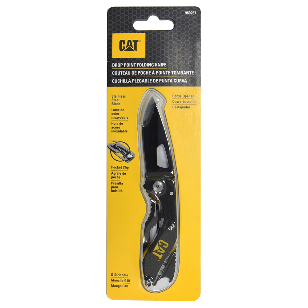 Cat 155mm Folding Skeleton Knife with Black Blade and Bottle Opener