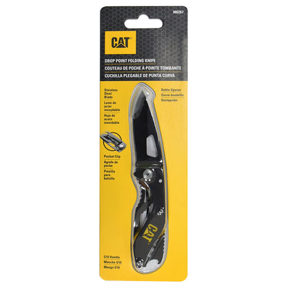 Cat 155mm Folding Skeleton Knife with Black Blade and Bottle Opener