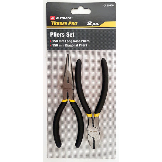 Trades Pro 2pc Pack 150mm/6in Long Nose & Diagonal Pliers