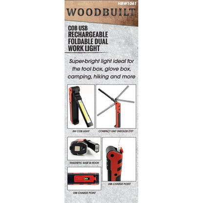 Woodbuilt LED Rechargeable Foldable Dual Work Light