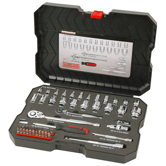 Powerbuilt 1/4in Dr, 3/8in Dr 53pc Metric Socket Set