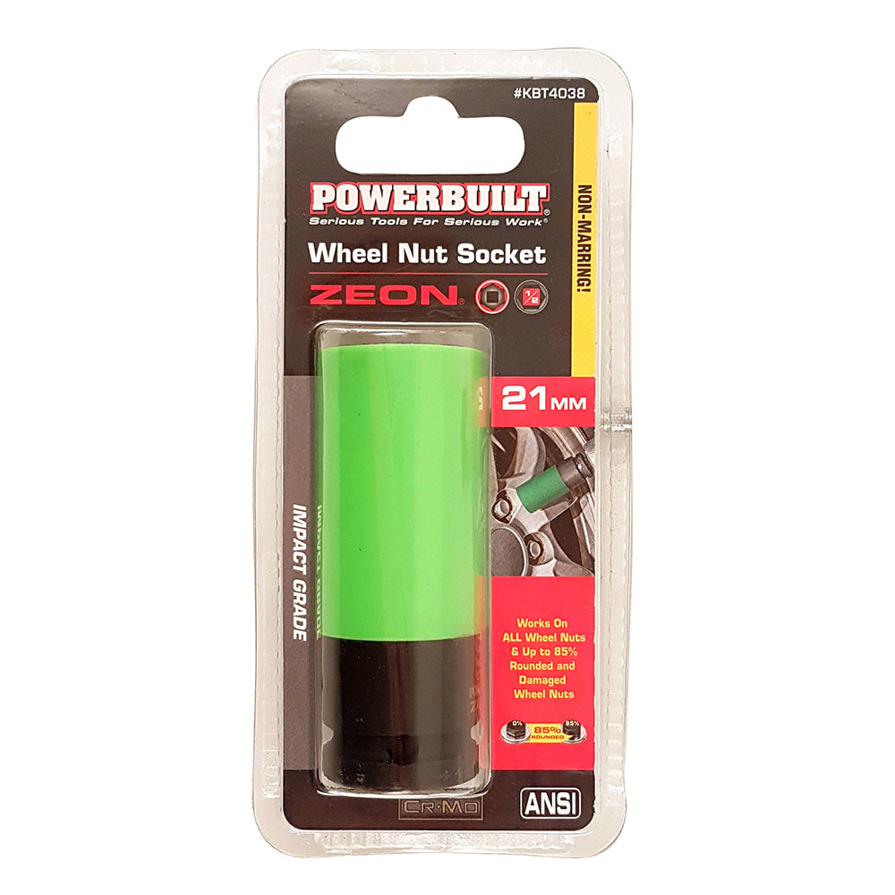 Powerbuilt 1/2in Dr 6pt 21mm ZEON Wheel Nut Impact Socket