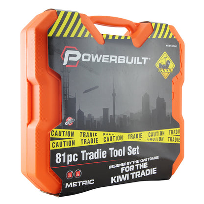 Powerbuilt 1/4in Dr, 1/2in Dr 81pc Metric Tradie Tool Set