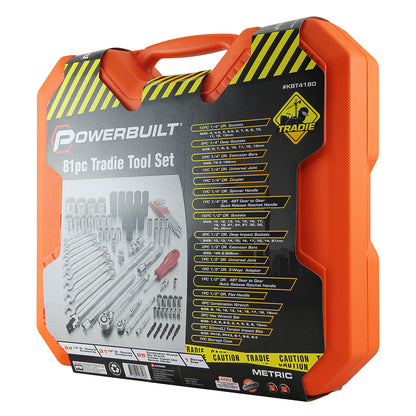 Powerbuilt 1/4in Dr, 1/2in Dr 81pc Metric Tradie Tool Set