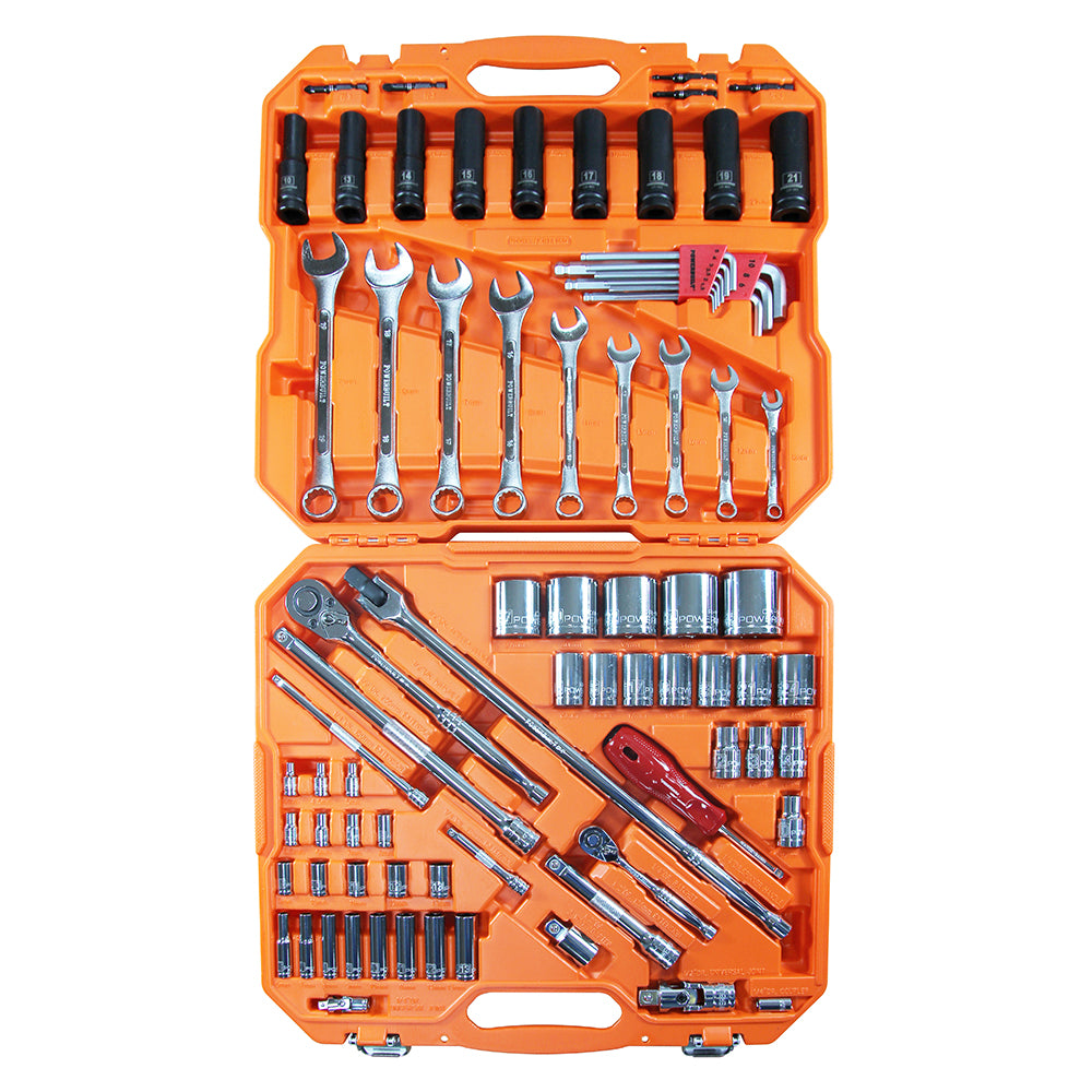 Powerbuilt 1/4in Dr, 1/2in Dr 81pc Metric Tradie Tool Set