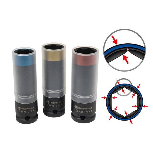Powerbuilt 1/2in Dr 3pc Metric Deep Impact Wheel Nut Socket Set