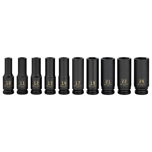 Powerbuilt 1/2in Dr 10pc Metric Deep Impact Socket Set