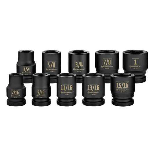 Powerbuilt 1/2in Dr 10pc Imperial Impact Socket Set
