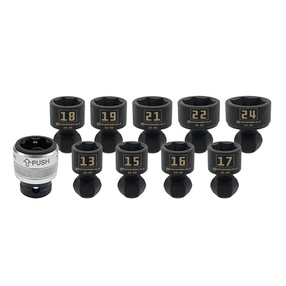 Powerbuilt 1/2in Dr 10pc Quick Change Universal Joint Socket Set