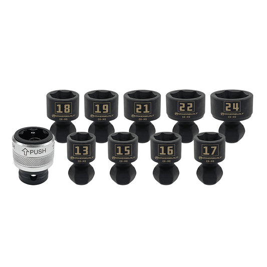 Powerbuilt 1/2in Dr 10pc Quick Change Universal Joint Socket Set