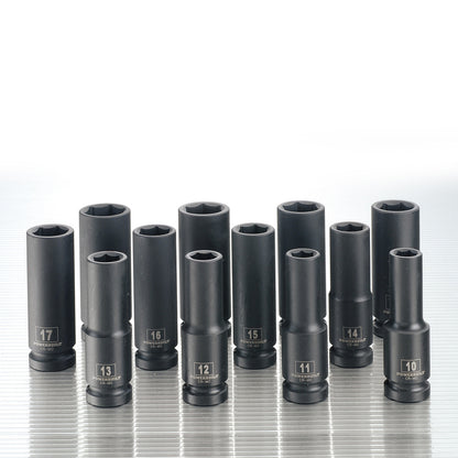 Powerbuilt 1/2in Dr 12pc 6pt Metric Deep Impact Socket Set