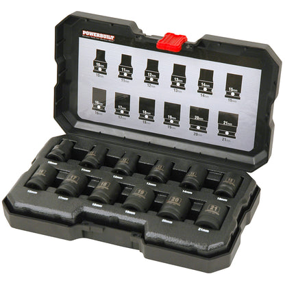 Powerbuilt 1/2in Dr 12pc 6pt Metric Standard Impact Socket Set