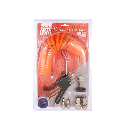 Tools-2-Go 5M Recoil Air Hose and Air Blow Gun Set
