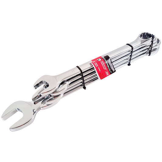 Powerbuilt 5pc Metric Jumbo Ring and Open-End Spanner Set – mirror polished