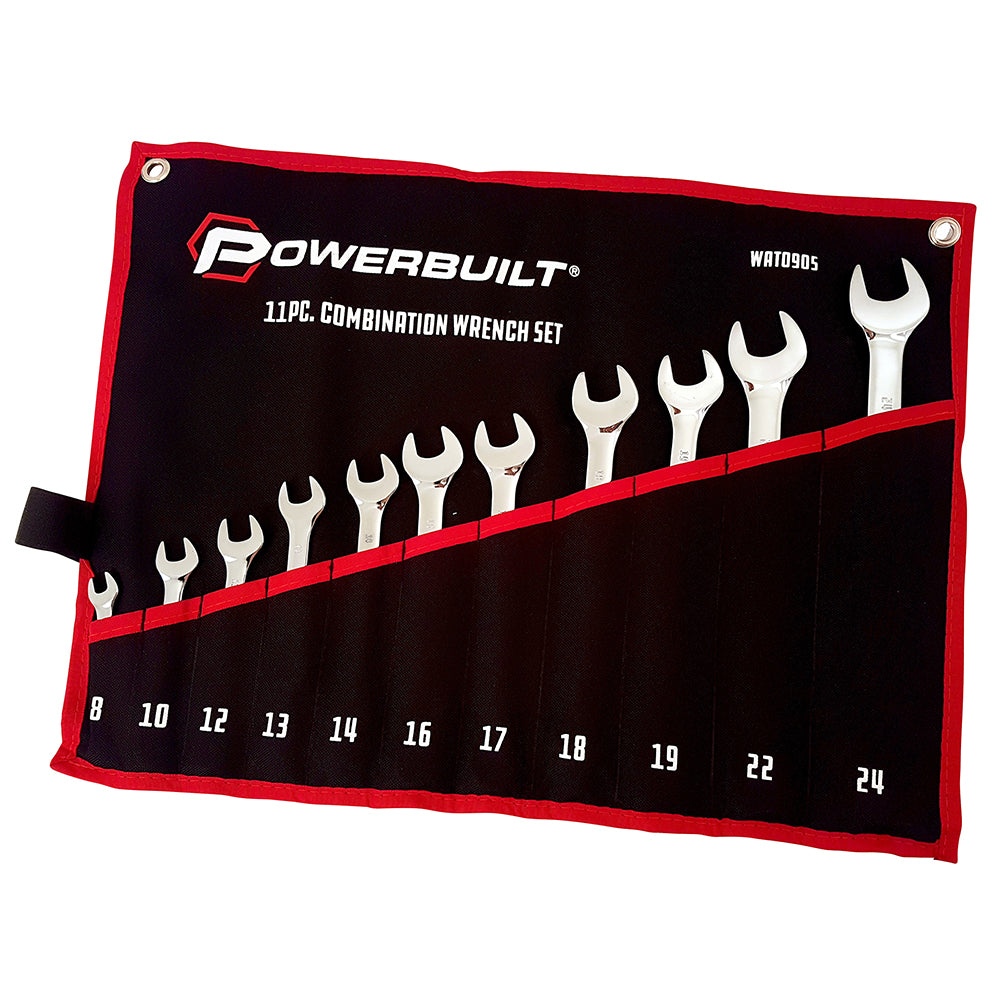 Powerbuilt 11pc Metric Ring and Open-End Spanner Set – mirror polished