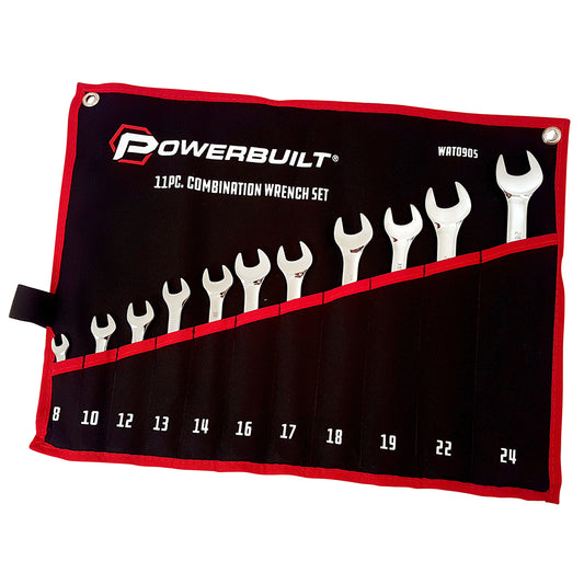Powerbuilt 11pc Metric Ring and Open-End Spanner Set – mirror polished