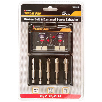 Trades Pro 5pc Bolt Remover & Damaged Screw Extractor