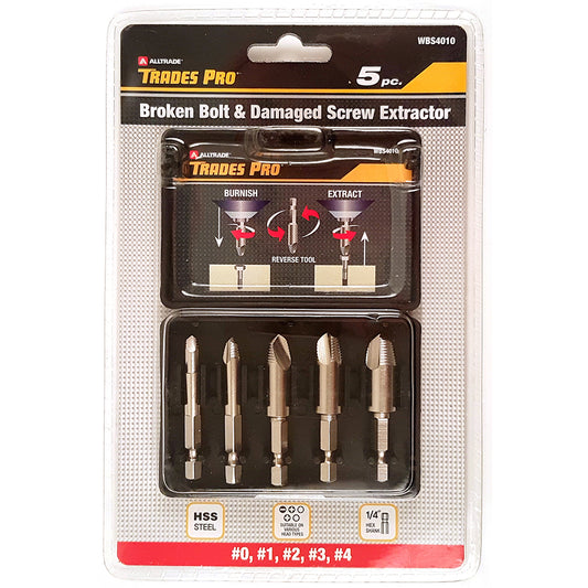Trades Pro 5pc Bolt Remover & Damaged Screw Extractor
