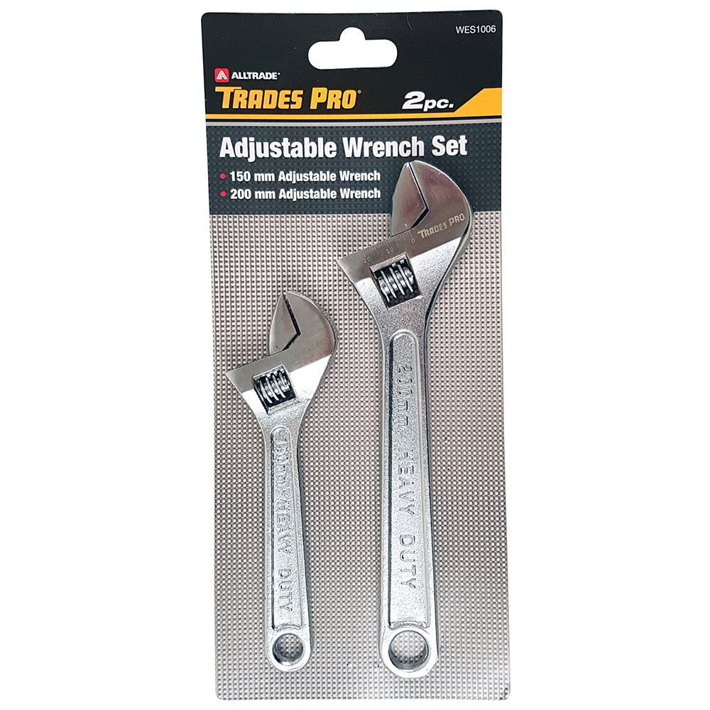 Trades Pro 2pc Pack 150mm/6in & 200mm/8in Adjustable Wrenches