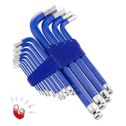 Powerbuilt 13pc Jumbo Long Magnetic Metric Hex Key Wrench Set