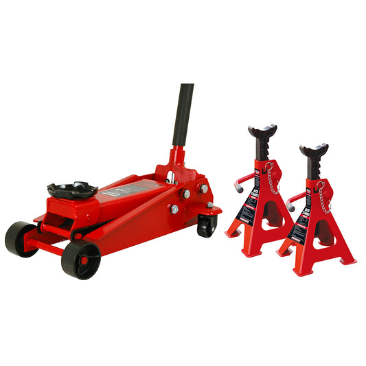 Powerbuilt 3000kg Garage Jack & 1500kg Jack Stands Combo