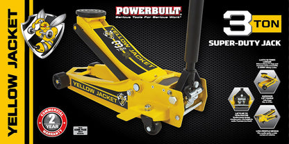 Powerbuilt 3 Ton / 2700kg Professional Super Duty Garage Jack Yellow Jacket