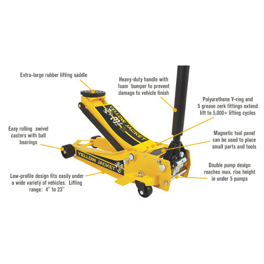 Powerbuilt 3 Ton / 2700kg Professional Super Duty Garage Jack Yellow Jacket